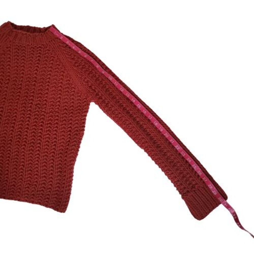 J. Crew Women's Knit By Hand Chunky Trend Knit Pullover Sweater Burgundy Red XS - Picture 11 of 12